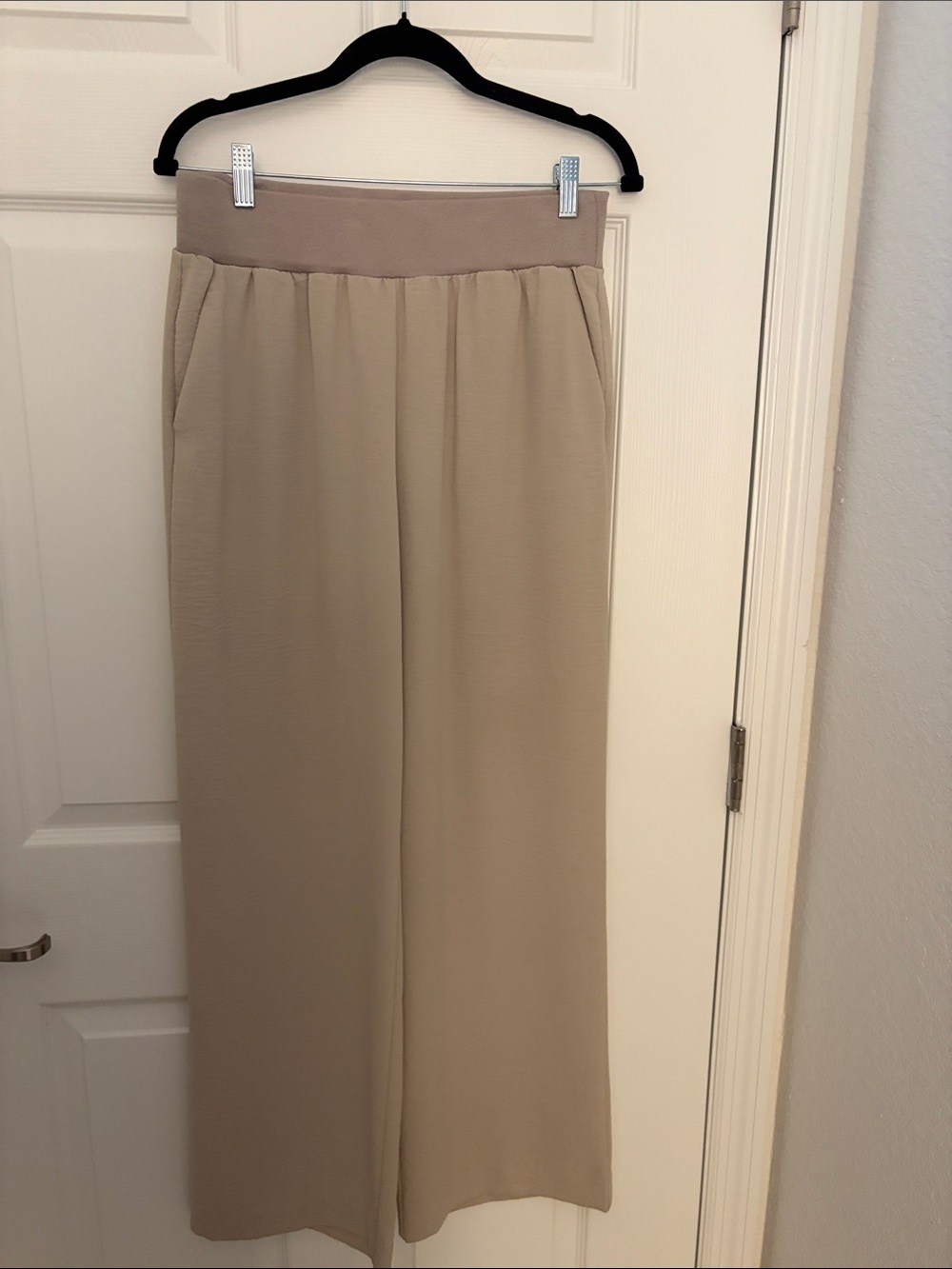 Calvin Klein Beige Wide-Leg Pull-On Pants
